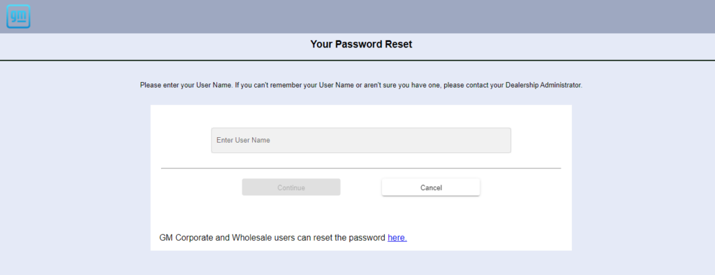 reset gmglobalconnect login password